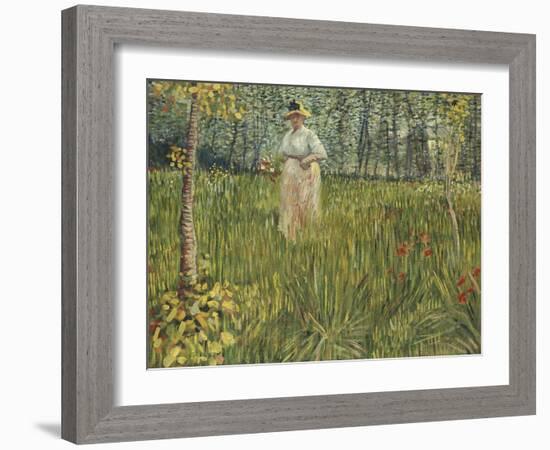 Woman in a Garden, 1887-Vincent van Gogh-Framed Giclee Print