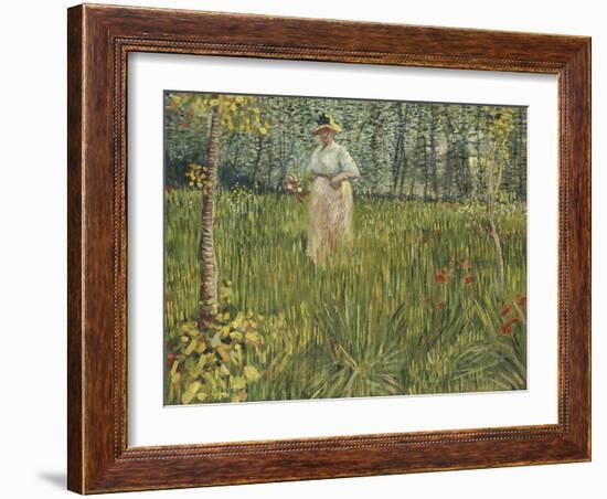 Woman in a Garden, 1887-Vincent van Gogh-Framed Giclee Print