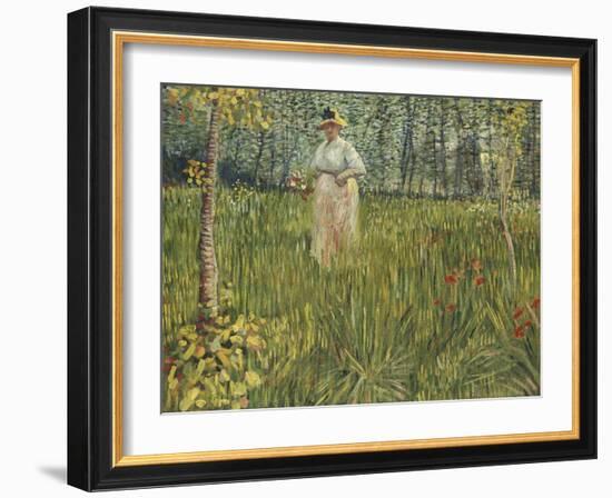 Woman in a Garden, 1887-Vincent van Gogh-Framed Giclee Print