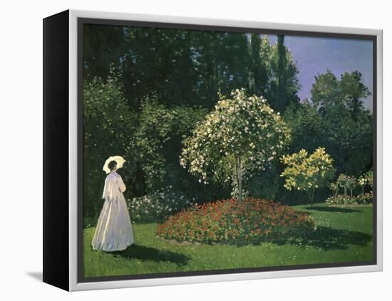 Woman in a Garden-Claude Monet-Framed Premier Image Canvas