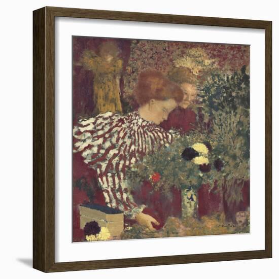 Woman in a Striped Dress, by Edouard Vuillard, 1895, French painting,-Edouard Vuillard-Framed Premium Giclee Print