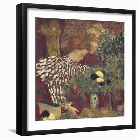 Woman in a Striped Dress, by Edouard Vuillard, 1895, French painting,-Edouard Vuillard-Framed Premium Giclee Print