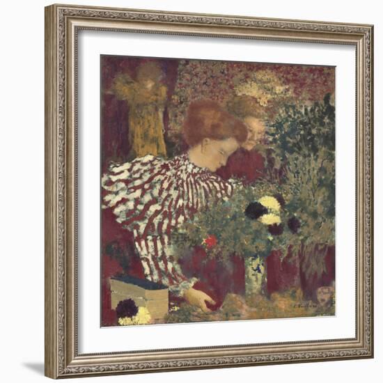 Woman in a Striped Dress, by Edouard Vuillard, 1895, French painting,-Edouard Vuillard-Framed Art Print