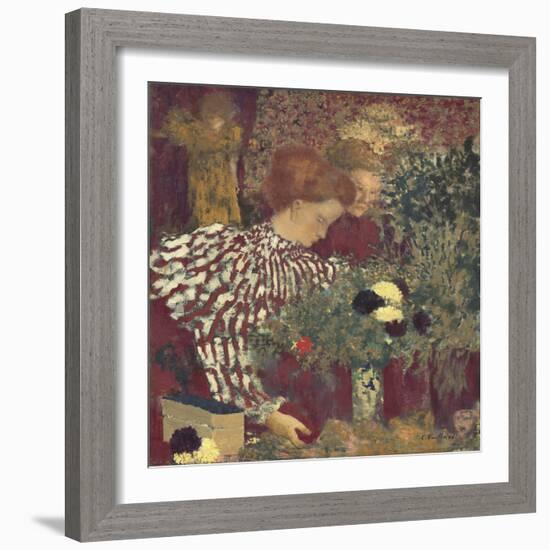 Woman in a Striped Dress, by Edouard Vuillard, 1895, French painting,-Edouard Vuillard-Framed Art Print