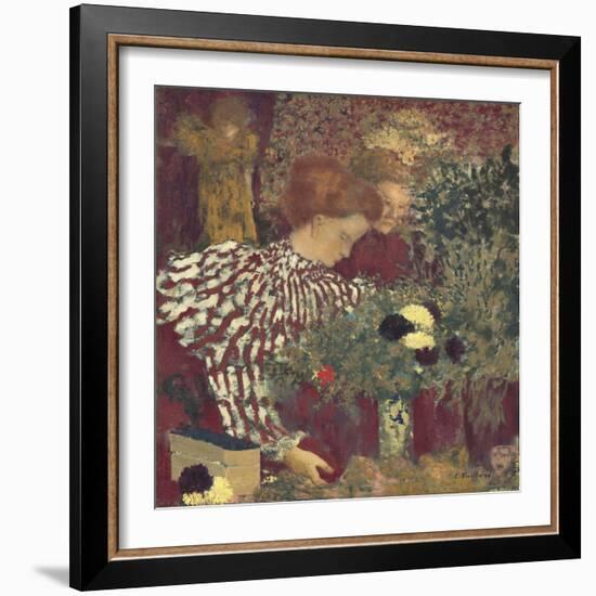 Woman in a Striped Dress, by Edouard Vuillard, 1895, French painting,-Edouard Vuillard-Framed Art Print