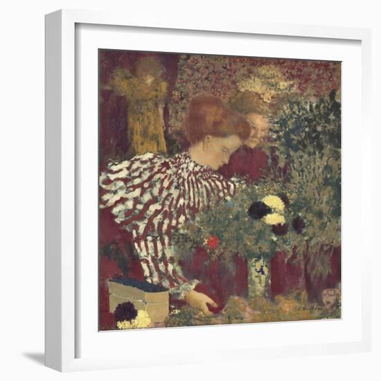 Woman in a Striped Dress, by Edouard Vuillard, 1895, French painting,-Edouard Vuillard-Framed Art Print