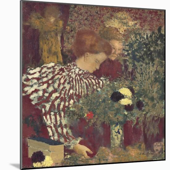 Woman in a Striped Dress, by Edouard Vuillard, 1895, French painting,-Edouard Vuillard-Mounted Art Print