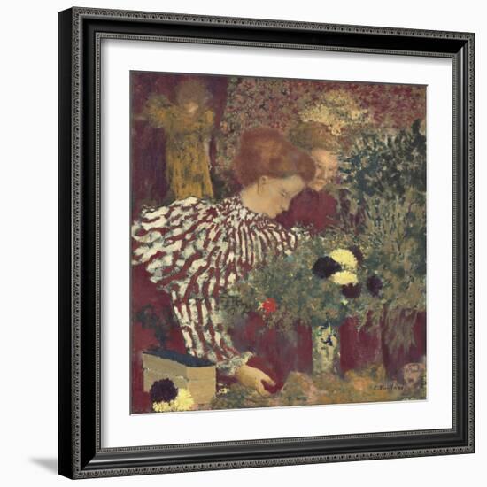 Woman in a Striped Dress, by Edouard Vuillard, 1895, French painting,-Edouard Vuillard-Framed Art Print