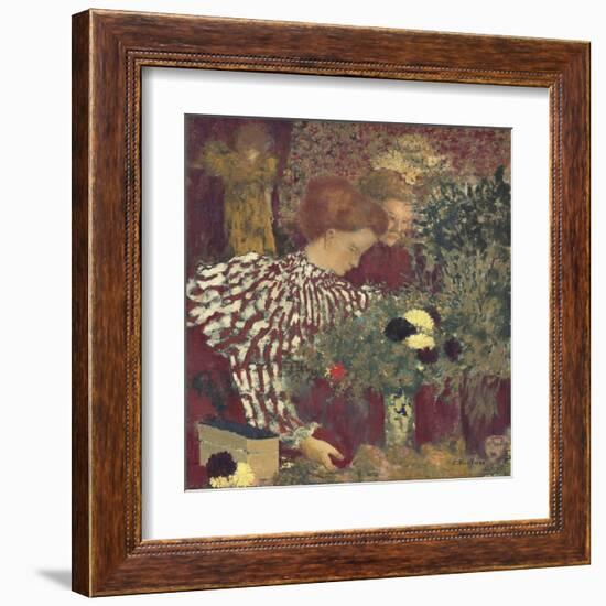 Woman in a Striped Dress, by Edouard Vuillard, 1895, French painting,-Edouard Vuillard-Framed Art Print