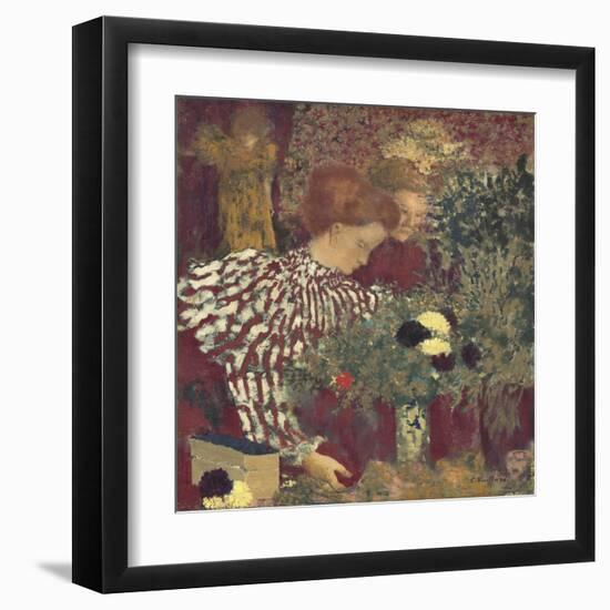 Woman in a Striped Dress, by Edouard Vuillard, 1895, French painting,-Edouard Vuillard-Framed Art Print