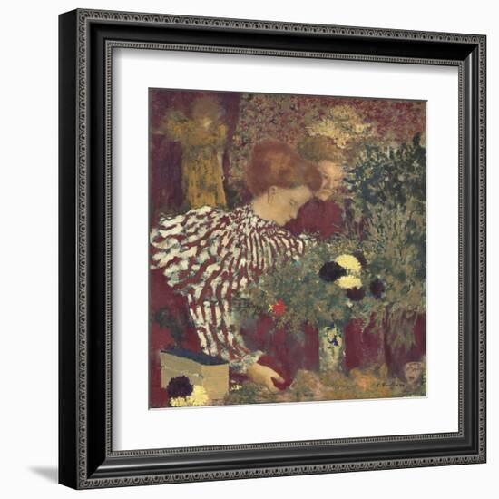 Woman in a Striped Dress, by Edouard Vuillard, 1895, French painting,-Edouard Vuillard-Framed Art Print