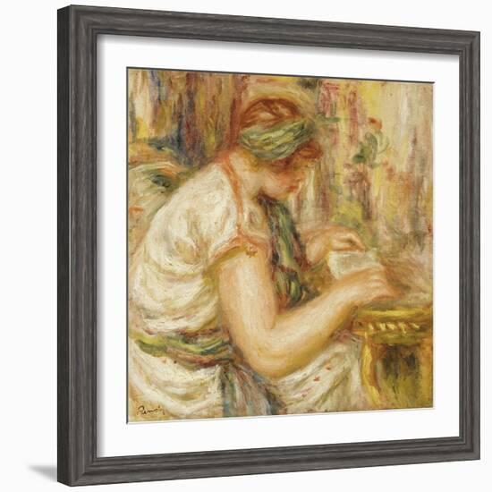 Woman in an Arab Blouse Reading, 1919-Pierre-Auguste Renoir-Framed Giclee Print