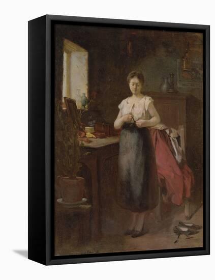 Woman in an Interior (Oil on Panel)-Eugene Carriere-Framed Premier Image Canvas