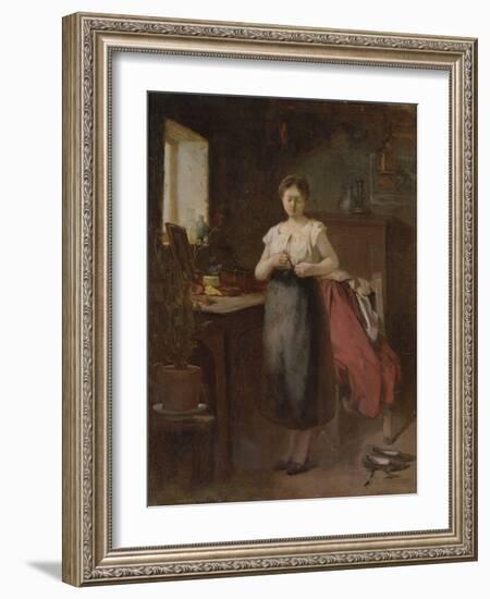 Woman in an Interior (Oil on Panel)-Eugene Carriere-Framed Giclee Print