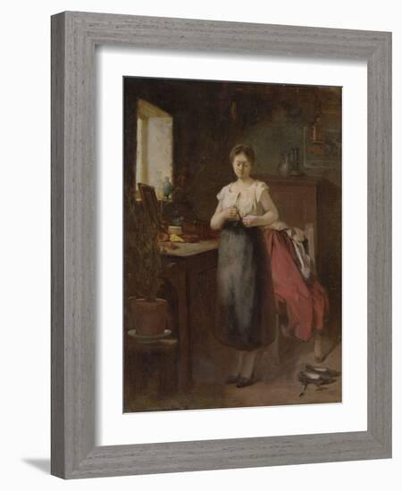 Woman in an Interior (Oil on Panel)-Eugene Carriere-Framed Giclee Print