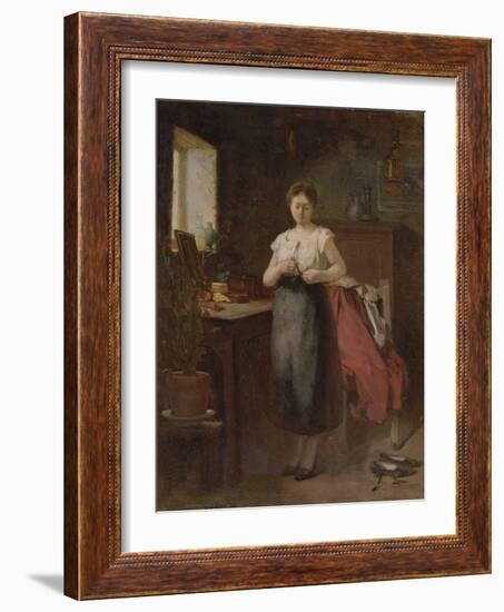 Woman in an Interior (Oil on Panel)-Eugene Carriere-Framed Giclee Print