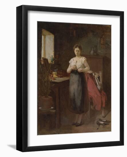 Woman in an Interior (Oil on Panel)-Eugene Carriere-Framed Giclee Print