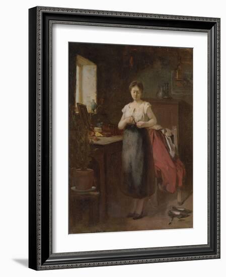 Woman in an Interior (Oil on Panel)-Eugene Carriere-Framed Giclee Print