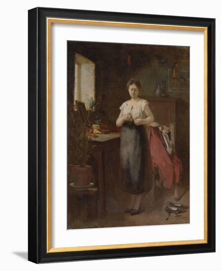 Woman in an Interior (Oil on Panel)-Eugene Carriere-Framed Giclee Print