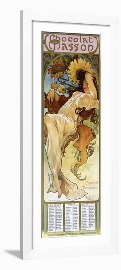 Woman in Autumn Mood - by Mucha, Calendar “” Chocolat Mexicain Chocolat Masson”, July, August, Sept-Alphonse Marie Mucha-Framed Giclee Print