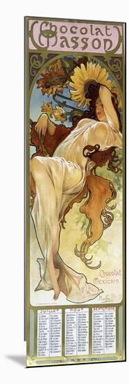 Woman in Autumn Mood - by Mucha, Calendar “” Chocolat Mexicain Chocolat Masson”, July, August, Sept-Alphonse Marie Mucha-Mounted Giclee Print