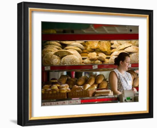 Woman in Bakery, Trogir, Croatia-Russell Young-Framed Photographic Print