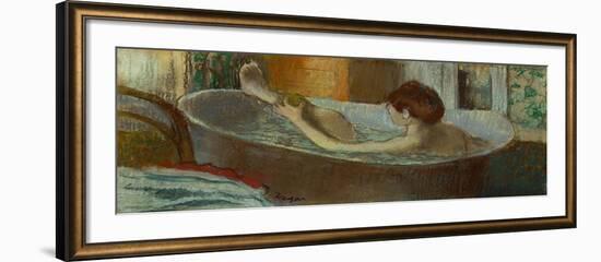 Woman in bath, sponging her leg, Pastel, 1883-84-Edgar Degas-Framed Giclee Print