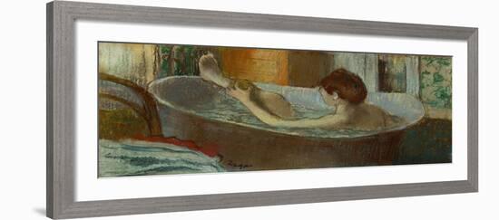 Woman in bath, sponging her leg, Pastel, 1883-84-Edgar Degas-Framed Giclee Print