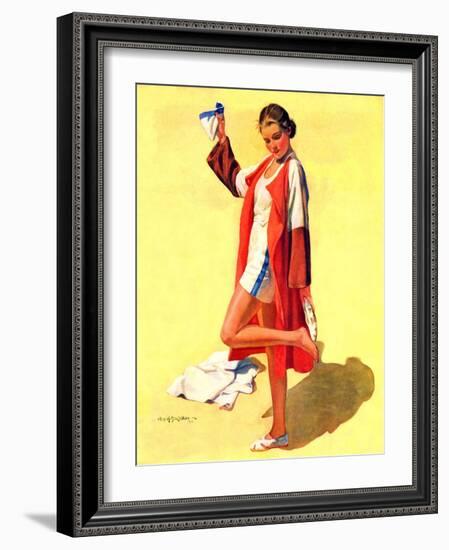 "Woman in Beach Outfit,"August 11, 1934-Charles A. MacLellan-Framed Giclee Print