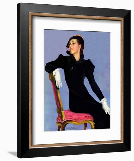 "Woman in Black,"April 14, 1934-Penrhyn Stanlaws-Framed Giclee Print