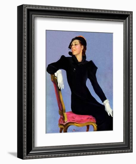 "Woman in Black,"April 14, 1934-Penrhyn Stanlaws-Framed Giclee Print