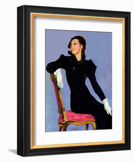 "Woman in Black,"April 14, 1934-Penrhyn Stanlaws-Framed Giclee Print