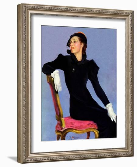 "Woman in Black,"April 14, 1934-Penrhyn Stanlaws-Framed Giclee Print