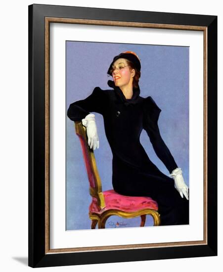 "Woman in Black,"April 14, 1934-Penrhyn Stanlaws-Framed Giclee Print