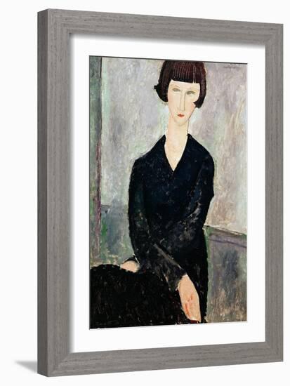 Woman in Black Dress-Amedeo Modigliani-Framed Giclee Print