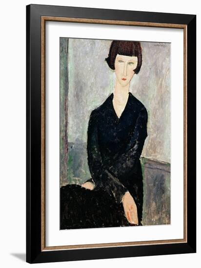 Woman in Black Dress-Amedeo Modigliani-Framed Giclee Print