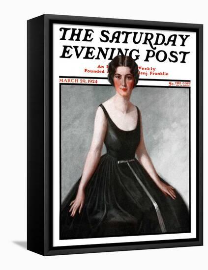 "Woman in Black Gown," Saturday Evening Post Cover, March 29, 1924-Henry Soulen-Framed Premier Image Canvas