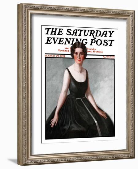 "Woman in Black Gown," Saturday Evening Post Cover, March 29, 1924-Henry Soulen-Framed Giclee Print