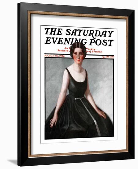 "Woman in Black Gown," Saturday Evening Post Cover, March 29, 1924-Henry Soulen-Framed Giclee Print