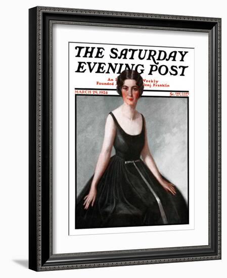 "Woman in Black Gown," Saturday Evening Post Cover, March 29, 1924-Henry Soulen-Framed Giclee Print