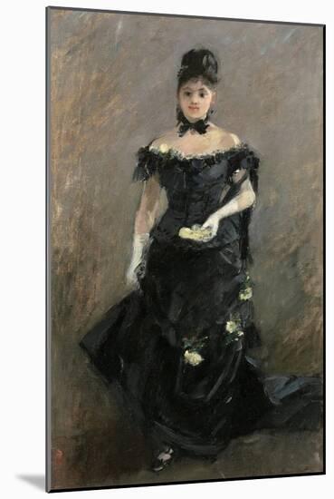Woman in Black or before the Theatre, 1875 (Oil on Canvas)-Berthe Morisot-Mounted Giclee Print
