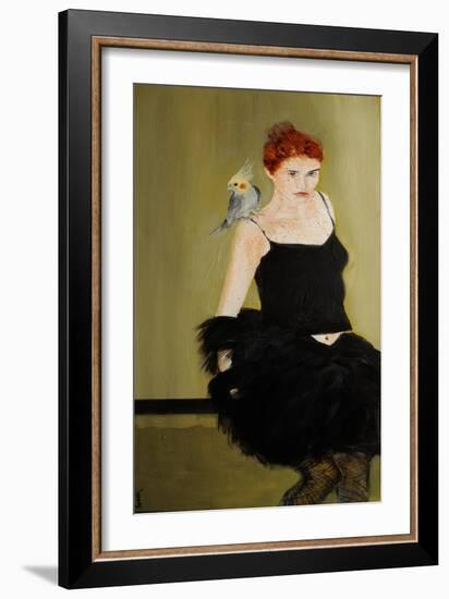 Woman in Black with "Noddy" the Cockatiel, 2016-Susan Adams-Framed Giclee Print