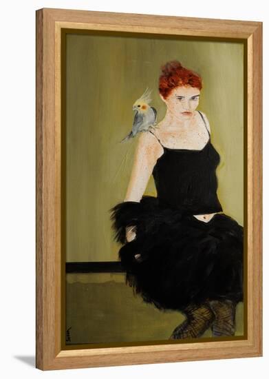 Woman in Black with "Noddy" the Cockatiel, 2016-Susan Adams-Framed Premier Image Canvas