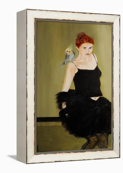 Woman in Black with "Noddy" the Cockatiel, 2016-Susan Adams-Framed Premier Image Canvas