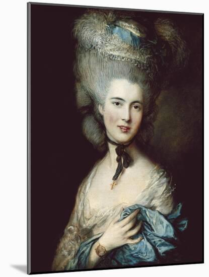 Woman in Blue (Duchess of Beaufort)-Thomas Gainsborough-Mounted Art Print