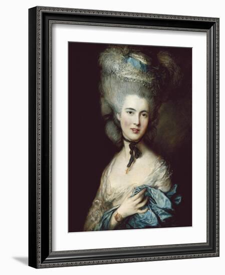 Woman in Blue (Duchess of Beaufort)-Thomas Gainsborough-Framed Art Print