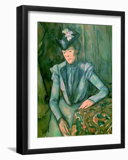 Woman in Blue (Madame Cezanne) 1900-02-Paul Cézanne-Framed Giclee Print