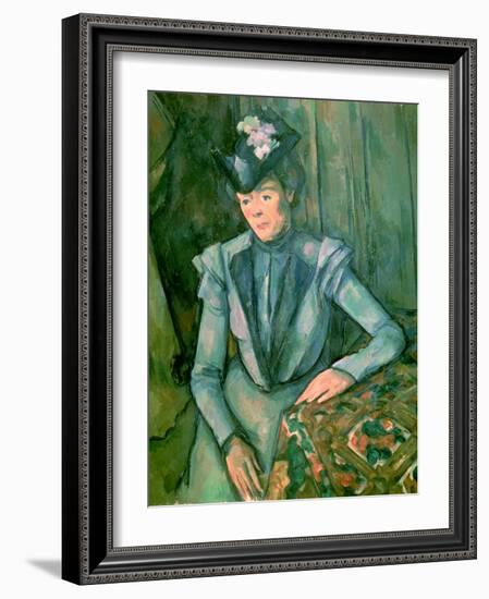 Woman in Blue (Madame Cezanne) 1900-02-Paul Cézanne-Framed Giclee Print