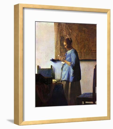 Woman in Blue Reading-Johannes Vermeer-Framed Giclee Print