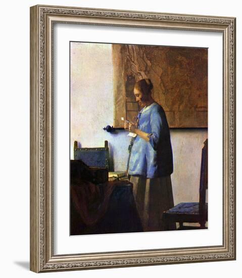 Woman in Blue Reading-Johannes Vermeer-Framed Giclee Print